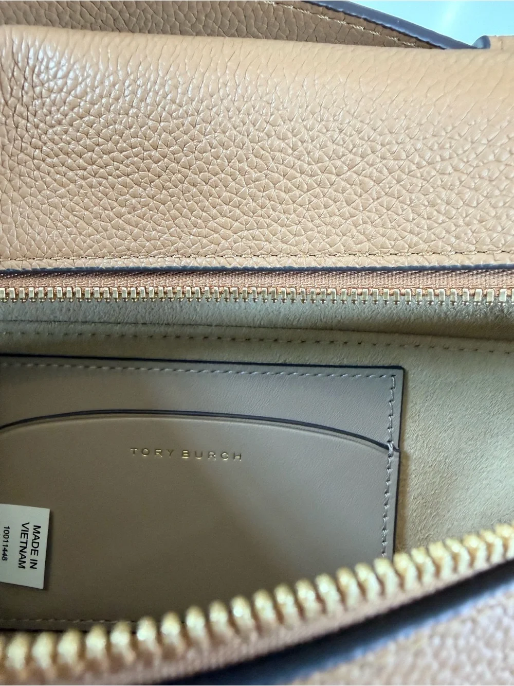 Tory Burch ROMY Camel/Tan Pebbled Leather Crossbody with Gold Hardware